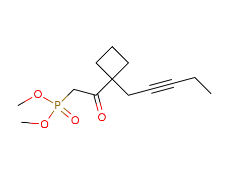 Molecular Structure of 89056-42-8 (Phosphonic acid, [2-oxo-2-[1-(2-pentynyl)cyclobutyl]ethyl]-, dimethyl
ester)