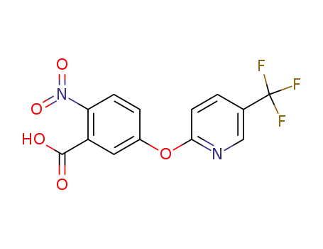 Molecular Structure of 77529-20-5 (Benzoic acid, 2-nitro-5-[[5-(trifluoromethyl)-2-pyridinyl]oxy]-)