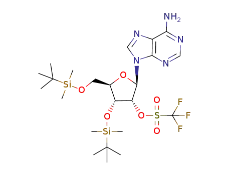 Molecular Structure of 118525-28-3 (9-[3,5-bis-O-[(1,1-dimethylethyl)dimethylsilyl]-2-trifluoromethylsulfonyloxy-β-D-arabinofuranosyl]-9H-purin-6-amine)