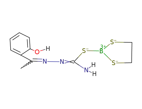 Molecular Structure of 90101-02-3 (Ethanone, 1-(2-hydroxyphenyl)-,
[(1,3,2-dithiaborolan-2-ylthio)iminomethyl]hydrazone)