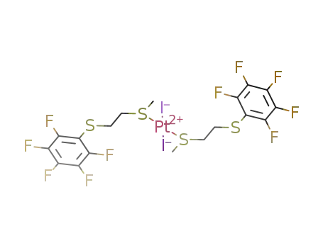 Molecular Structure of 76262-21-0 (PtI<sub>2</sub>(CH<sub>3</sub>SCH<sub>2</sub>CH<sub>2</sub>SC<sub>6</sub>F<sub>5</sub>)2)