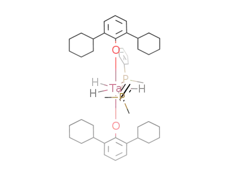 Molecular Structure of 138955-43-8 (Tantalum,
bis(2,6-dicyclohexylphenolato)bis(dimethylphenylphosphine)trihydro-)