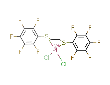 Molecular Structure of 76262-23-2 (cis-PtCl<sub>2</sub>(C<sub>6</sub>F<sub>5</sub>S(CH<sub>2</sub>)2SC<sub>6</sub>H<sub>5</sub>))