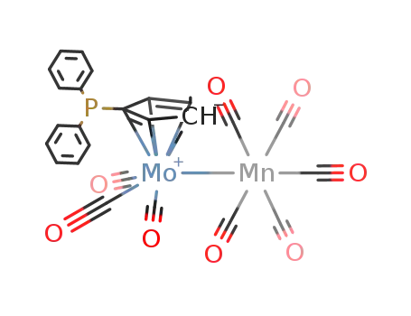 Molecular Structure of 165751-19-9 (((C<sub>6</sub>H<sub>5</sub>)2PC<sub>5</sub>H<sub>4</sub>)Mo(CO)3Mn(CO)5)