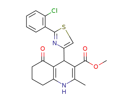 Molecular Structure of 1076202-58-8 (methyl 4-[2-(2-chlorophenylthiazol)-2-yl]-2-methyl-5-oxo-1,4,5,6,7,8-hexahydroquinoline-3-carboxylate)