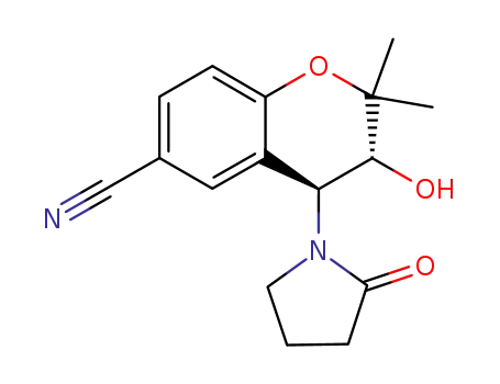 Molecular Structure of 94535-51-0 ((3α,4β)-3-Hydroxy-2,2-dimethyl-4-(2-oxopyrrolidine-1-yl)chroman-6-carbonitrile)