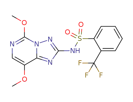 Molecular Structure of 219712-99-9 (2-trifluoromethyl-N-(5,8-dimethoxy-1,2,4-triazolo[1,5-c]pyrimidin-2-yl)benzenesulfonamide)