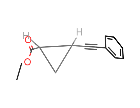 Molecular Structure of 39918-36-0 (Cyclopropanecarboxylic acid, 2-(phenylethynyl)-, ethyl ester, cis-)