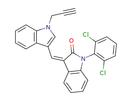 Molecular Structure of 1257094-98-6 ((Z)-1-(2,6-dichlorophenyl)-3-((1-(prop-2-ynyl)-1H-indol-3-yl)methylene)indolin-2-one)