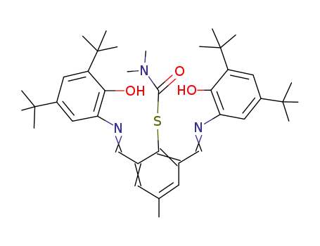 Molecular Structure of 110480-99-4 (Carbamothioic acid, dimethyl-,
S-[2,6-bis[[[3,5-bis(1,1-dimethylethyl)-2-hydroxyphenyl]imino]methyl]-4-
methylphenyl] ester)