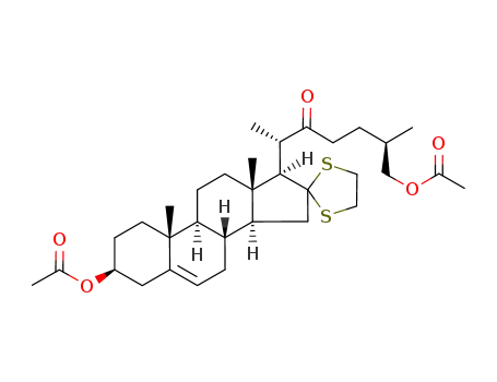 Molecular Structure of 96455-87-7 ((25R)-22-oxocholest-5-ene-3β,26-diol 16,16-(cycloethylene dithioketal) 3,26-diacetate)