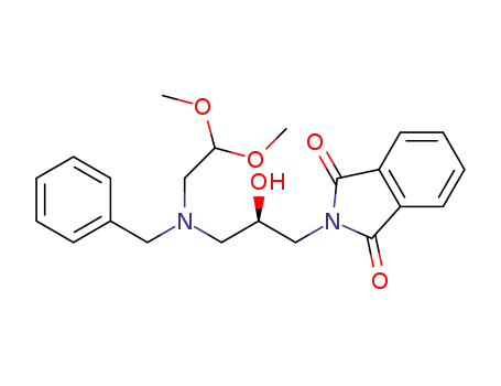 Molecular Structure of 1374982-07-6 ((R)-2-{3-[benzyl-(2,2-dimethoxyethyl)amino]-2-hydroxypropyl}-1H-isoindole-1,3(2H)-dione)
