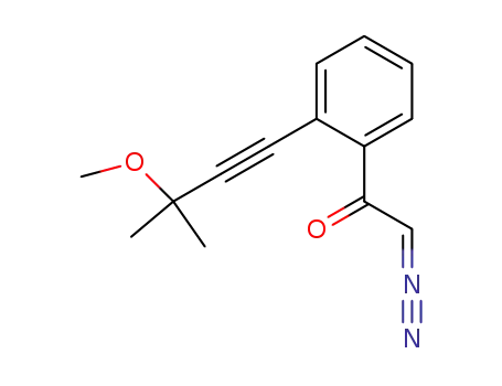 Molecular Structure of 124583-37-5 (Ethanone, 2-diazo-1-[2-(3-methoxy-3-methyl-1-butynyl)phenyl]-)