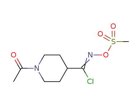 Molecular Structure of 1065607-61-5 (1-acetyl-N-(methylsulfonyloxy)piperidine-4-carbimidoyl chloride)
