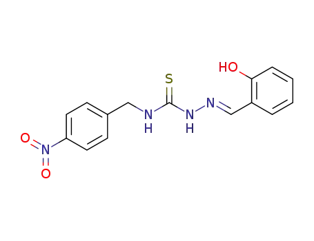 Molecular Structure of 186453-54-3 (Hydrazinecarbothioamide, 2-((2-hydroxyphenyl)methylene)-N-((4-nitrophe nyl)methyl)-)