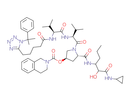 3,4-dihydro-1<i>H</i>-isoquinoline-2-carboxylic acid 5-[1-(cyclopropylcarbamoyl-hydroxy-methyl)-butylcarbamoyl]-1-[3-methyl-2-(3-methyl-2-{5-[1-(1-methyl-1-phenyl-ethyl)-1<i>H</i>-tetrazol-5-yl]-pentanoylamino}-butyrylamino)-butyryl]-pyrrolidin-3-yl ester