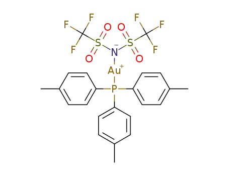 Molecular Structure of 1644306-41-1 ((p-tolyl)<SUB>3</SUB>PAuN(trifluoromethanesulfonyl)<SUB>2</SUB>)