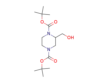 Molecular Structure of 143540-05-0 (2-(Hydroxymethyl)-1,4-piperazinedicarboxylic acid 1,4-bis(tert-butyl) ester)