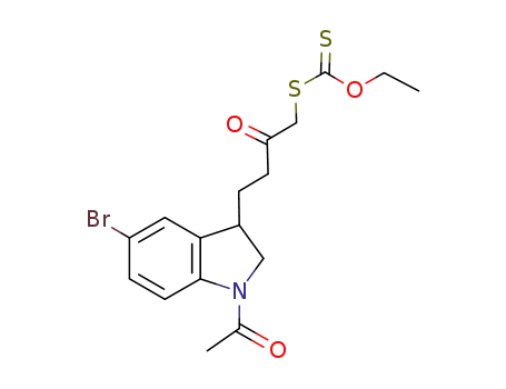 Molecular Structure of 877082-34-3 (dithiocarbonic acid [4-(1-acetyl-5-bromo-2,3-dihydro-1H-indol-3-yl)-2-oxo-butyl] ester ethyl ester)