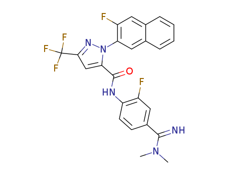 1H-Pyrazole-5-carboxamide, N-[4-[(dimethylamino)iminomethyl]-2-fluorophenyl]-1-(3-fluoro-2-naphthalenyl)-3-(trifluoromethyl)-