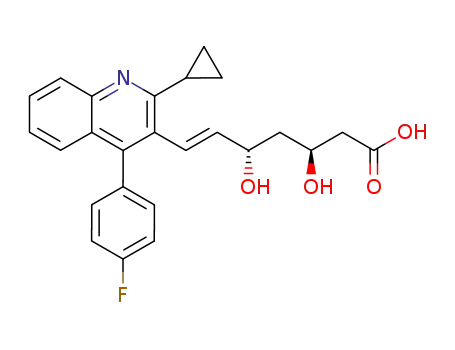 Molecular Structure of 769908-13-6 ((3R,5R,6E)-7-[2-Cyclopropyl-4-(4-fluorophenyl)-3-quinolinyl]-3,5-dihydroxy-6-heptenoic acid)