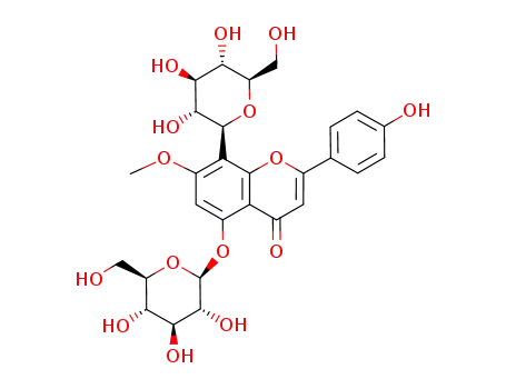 Molecular Structure of 73051-76-0 ((1S)-1,5-anhydro-1-[5-(beta-D-glucopyranosyloxy)-2-(4-hydroxyphenyl)-7-methoxy-4-oxo-4H-chromen-8-yl]-D-glucitol)