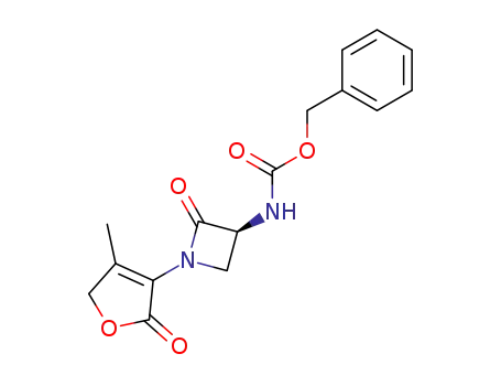 Molecular Structure of 87796-79-0 (Carbamic acid,
[1-(2,5-dihydro-4-methyl-2-oxo-3-furanyl)-2-oxo-3-azetidinyl]-,
phenylmethyl ester, (S)-)