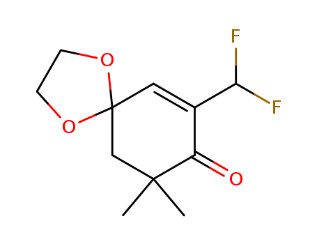 Molecular Structure of 141468-97-5 (1,4-Dioxaspiro[4.5]dec-6-en-8-one, 7-(difluoromethyl)-9,9-dimethyl-)