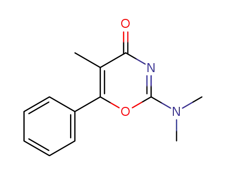 Molecular Structure of 90062-10-5 (4H-1,3-Oxazin-4-one, 2-(dimethylamino)-5-methyl-6-phenyl-)