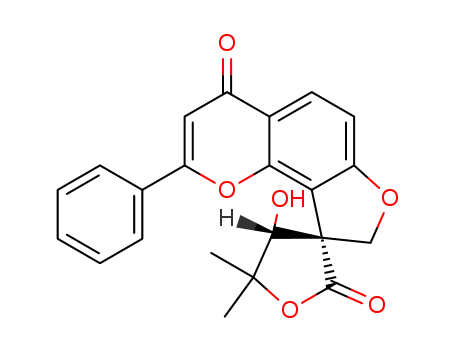 75444-24-5,Spiro[furan-3(2H),9'(8'H)-[4H]furo[2,3-h][1]- benzopyran]-2,4'-dione,4,5-dihydro-4- hydroxy-5,5-dimethyl-2'-phenyl-,(3R,4R)- rel-(+)- ,