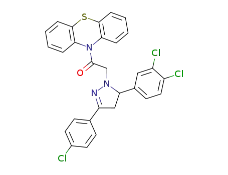 Molecular Structure of 78807-78-0 (10-{[3-(4-chlorophenyl)-5-(3,4-dichlorophenyl)-4,5-dihydro-1H-pyrazol-1-yl]acetyl}-10H-phenothiazine)
