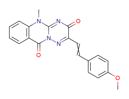 Molecular Structure of 89988-65-8 (3H-[1,2,4]Triazino[3,2-b]quinazoline-3,10(5H)-dione,
2-[2-(4-methoxyphenyl)ethenyl]-5-methyl-)
