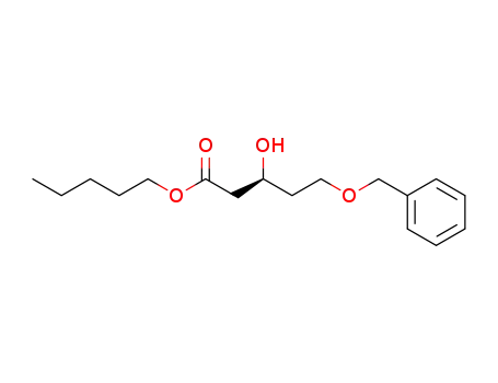 Molecular Structure of 106064-46-4 (Pentanoic acid, 3-hydroxy-5-(phenylmethoxy)-, pentyl ester, (S)-)