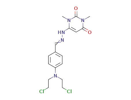 6-[(2E)-2-[[4-[bis(2-chloroethyl)amino]phenyl]methylidene]hydrazinyl]-1,3-dimethylpyrimidine-2,4-dione