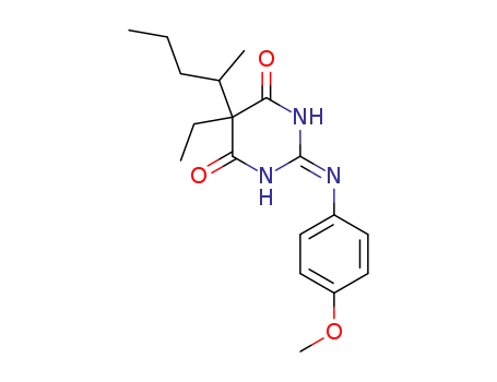 Molecular Structure of 107235-67-6 (5-Ethyl-2-(4-methoxy-phenylimino)-5-(1-methyl-butyl)-dihydro-pyrimidine-4,6-dione)