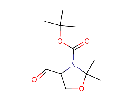 Molecular Structure of 127589-93-9 (1,1-DIMETHYLETHYL-(R,S)-4-FORMYL-2,2-DIMETHYL-3-OXAZOLIDINECARBOXYLATE)