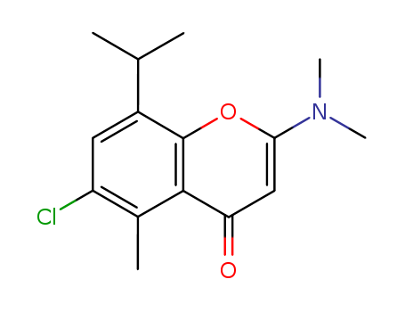 64965-12-4,6-chloro-2-(dimethylamino)-5-methyl-8-(1-methylethyl)-4H-chromen-4-one,2-Dimetilammino-5-metil-6-cloro-8-isopropilcromone;4H-1-Benzopyran-4-one,6-chloro-2-(dimethylamino)-5-methyl-8-(1-methylethyl);2-Dimethylamino-5-methyl-6-chlor-8-isopropylchromon;6-chloro-2-dimethylamino-8-isopropyl-5-methyl-chromen-4-one;2-Dimetilammino-5-metil-6-cloro-8-isopropilcromone [Italian];