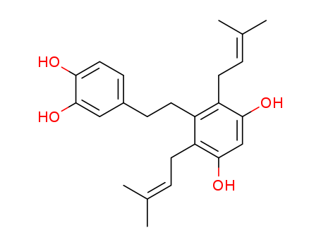 134958-53-5,4-{2-[3,5-dihydroxy-2,6-bis(3-methylbut-2-en-1-yl)phenyl]ethyl}benzene-1,2-diol,