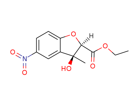 Molecular Structure of 104862-17-1 (2-Benzofurancarboxylic acid, 2,3-dihydro-3-hydroxy-3-methyl-5-nitro-,
ethyl ester, cis-)