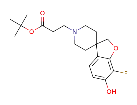 Molecular Structure of 1355089-63-2 (tert-butyl 3-{7-fluoro-6-hydroxy-2H-spiro[1-benzofuran-3,4'-piperidine]-1'-yl}propanoate)