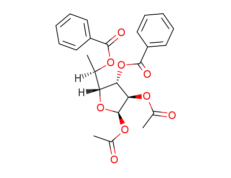 Molecular Structure of 114958-90-6 (1,2-Di-O-acetyl-3,5-di-O-benzoyl-6-desoxy-α-D-glucofuranose)