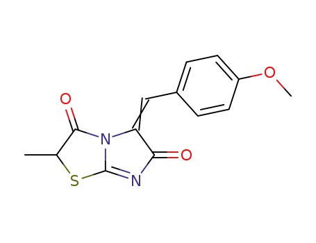 Molecular Structure of 89990-68-1 (Imidazo[2,1-b]thiazole-3,6(2H,5H)-dione,
5-[(4-methoxyphenyl)methylene]-2-methyl-)