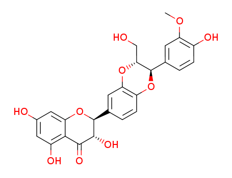 Molecular Structure of 142796-22-3 (4H-1-Benzopyran-4-one,
2-[(2S,3S)-2,3-dihydro-2-(4-hydroxy-3-methoxyphenyl)-3-(hydroxymethyl
)-1,4-benzodioxin-6-yl]-2,3-dihydro-3,5,7-trihydroxy-, (2R,3R)-)