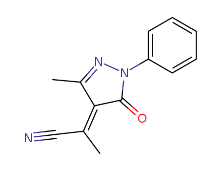 Molecular Structure of 4733-80-6 (Propanenitrile,
2-(1,5-dihydro-3-methyl-5-oxo-1-phenyl-4H-pyrazol-4-ylidene)-)
