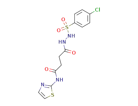 Molecular Structure of 124861-92-3 (4-{2-[(4-chlorophenyl)sulfonyl]hydrazino}-4-oxo-N-1,3-thiazol-2-ylbutanamide)