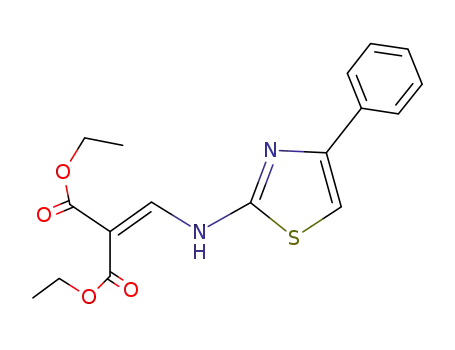 Molecular Structure of 6124-10-3 (Propanedioic acid, [[(4-phenyl-2-thiazolyl)amino]methylene]-, diethyl
ester)
