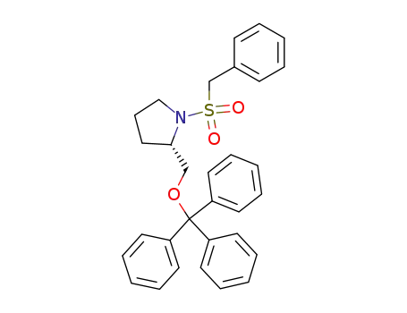 Molecular Structure of 89598-07-2 (Pyrrolidine, 1-[(phenylmethyl)sulfonyl]-2-[(triphenylmethoxy)methyl]-, (S)-)