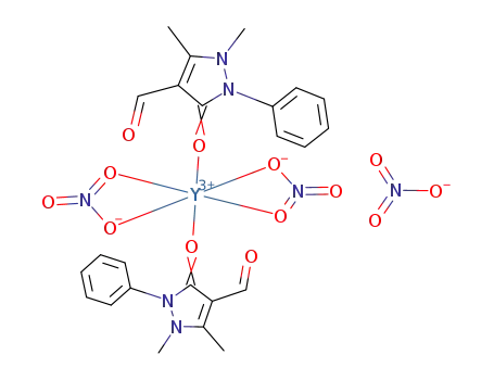 Molecular Structure of 230976-36-0 ([Y(4-formyl-2,3-dimethyl-1-phenyl-3-pyrazolin-5-one)2(NO<sub>3</sub>)2]NO<sub>3</sub>)