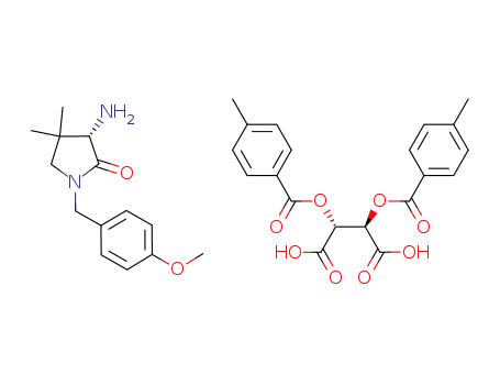 Molecular Structure of 1248826-82-5 ((S)-3-amino-1-(p-methoxybenzyl)-4,4-dimethylpyrrolidin-2-one mono-(2R,3R)-O,O'-di(p-toluoyl)tartrate)