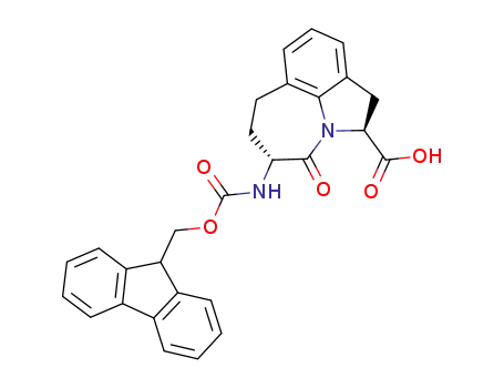 Molecular Structure of 204326-24-9 (Azepino[3,2,1-hi]indole-2-carboxylicacid,1,2,4,5,6,7-hexahydro-5-[[(9H-fluoren-9-ylmethoxy)carbonyl]amino]-4-oxo-,(2S,9S)-(9CI))